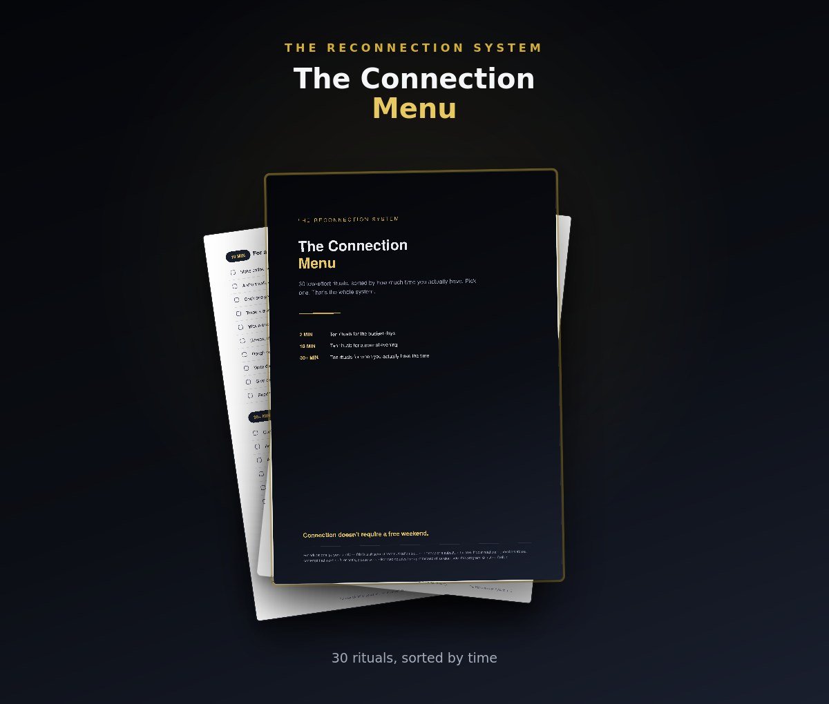 The Connection Menu, 30 rituals sorted by time