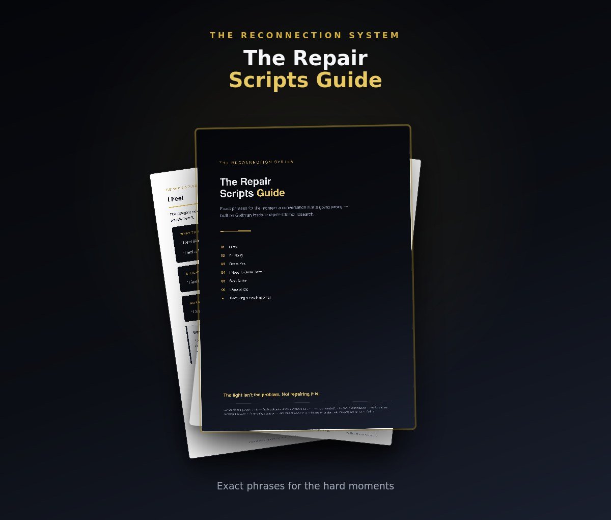 The Repair Scripts Guide cover and interior category pages